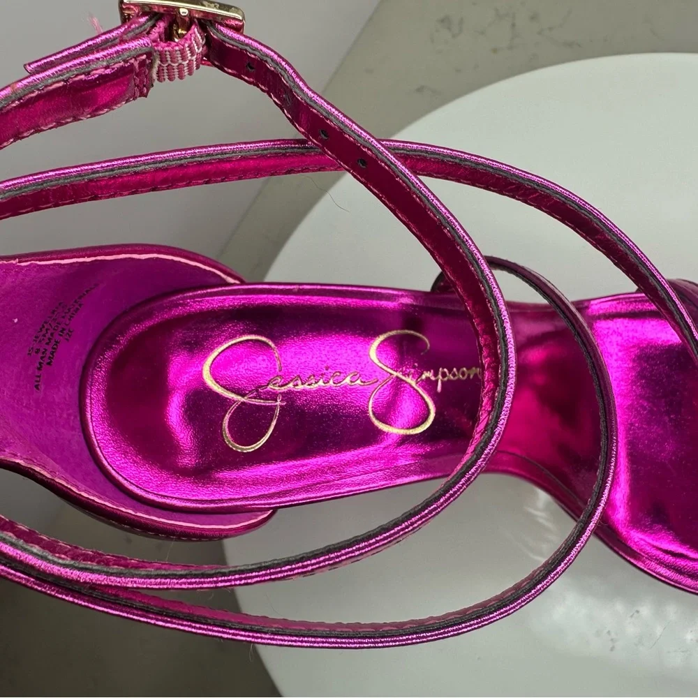Jessica Simpson Shyremin Fuchsia Strappy Heels - Picture 12 of 13